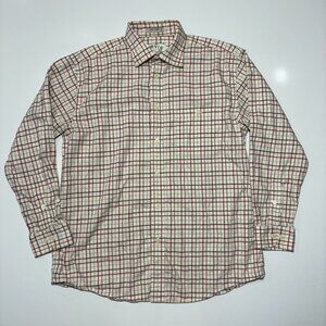 Orvis Button Down Shirt Plaid Sz Large Men's Casual Western White Red